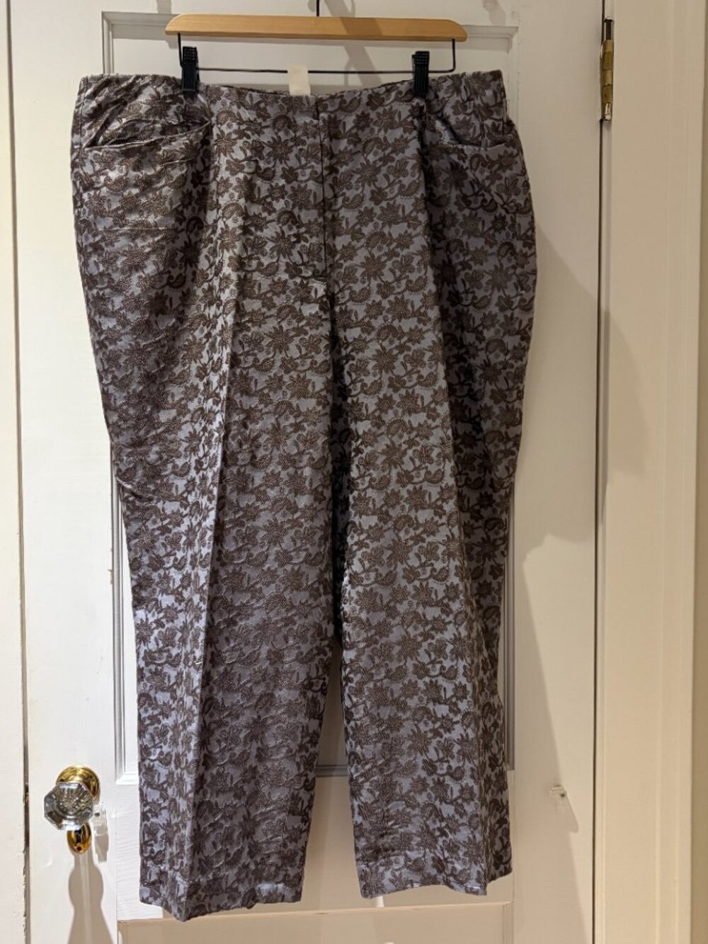 Sigrid Olsen Silk Jacquard Crop Pants Size 22 W - Picture 2 of 7